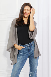 Just Breathe Full Size Chiffon Kimono in Grey