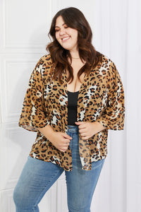 Wild Muse Full Size Animal Print Kimono in Camel