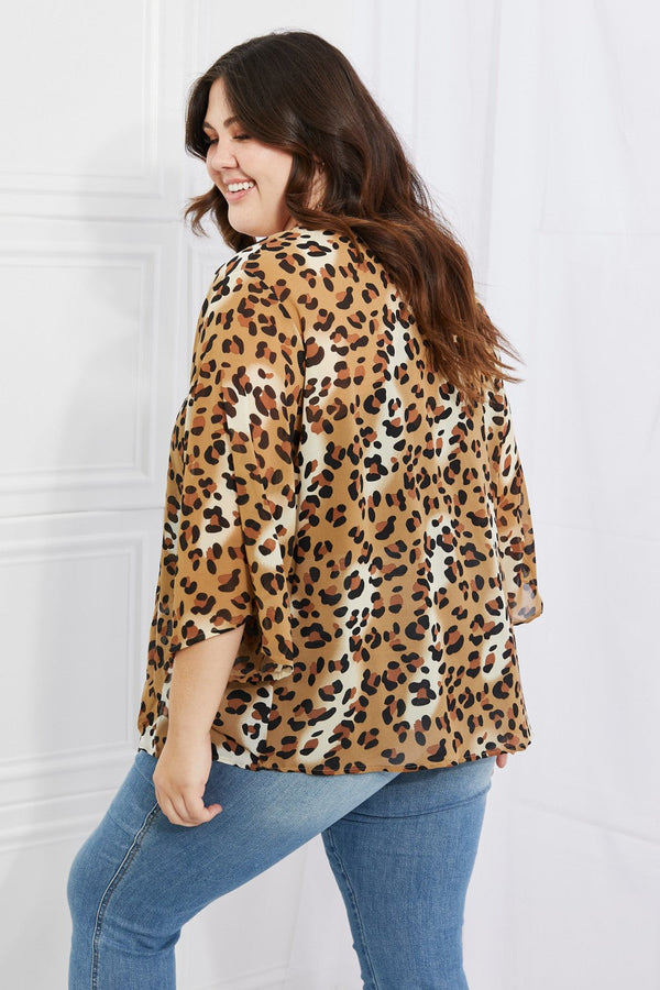 Wild Muse Full Size Animal Print Kimono in Camel