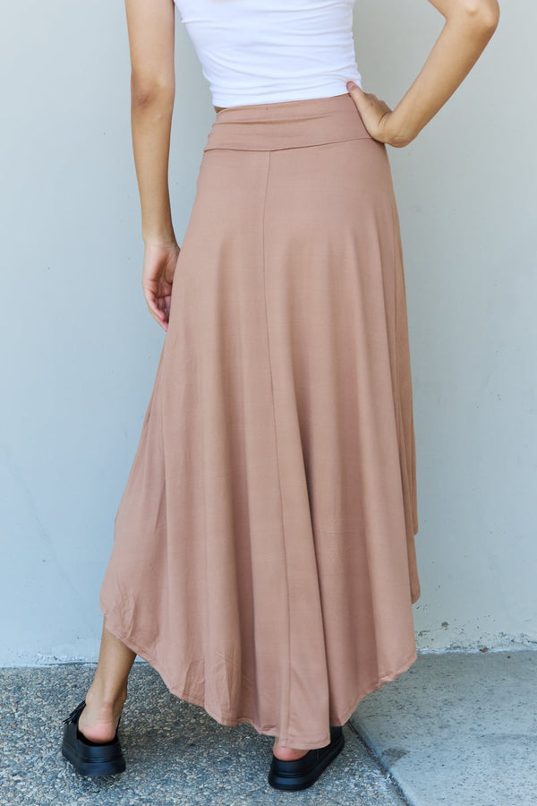 Ninexis High Waisted Flare Maxi Skirt in Camel