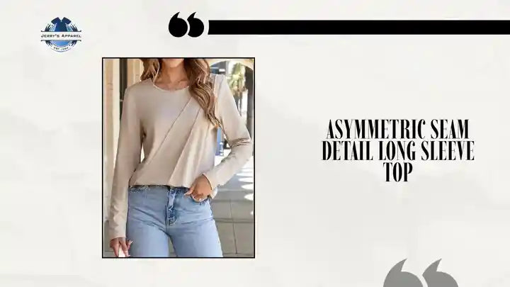 Asymmetric Seam Detail Long Sleeve Top by@Outfy