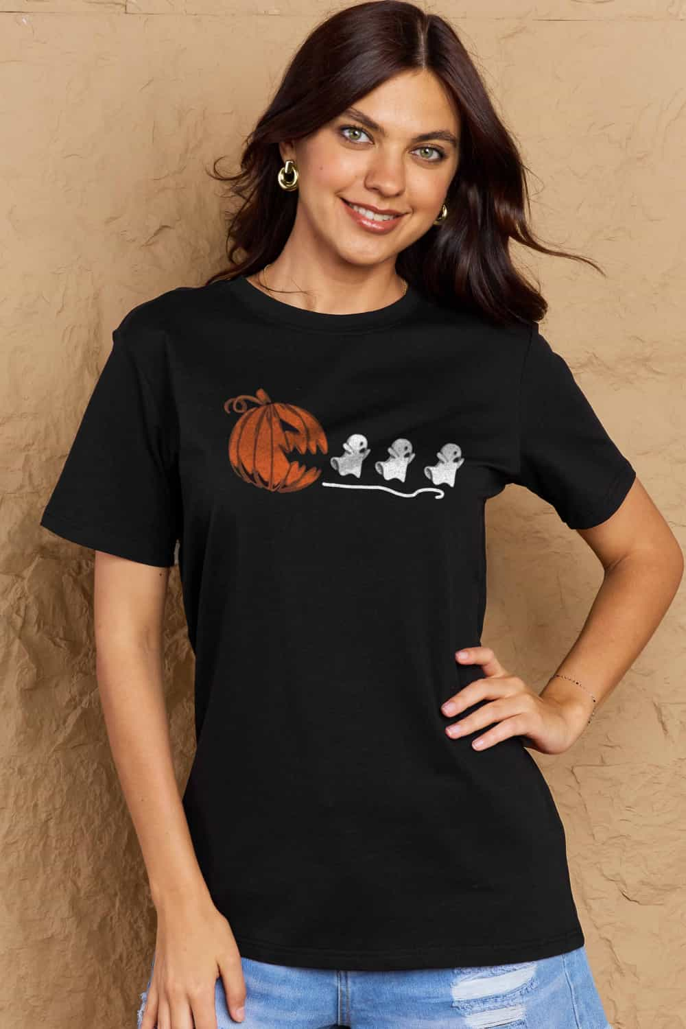 Full Size Jack-O'-Lantern Graphic Cotton T-Shirt