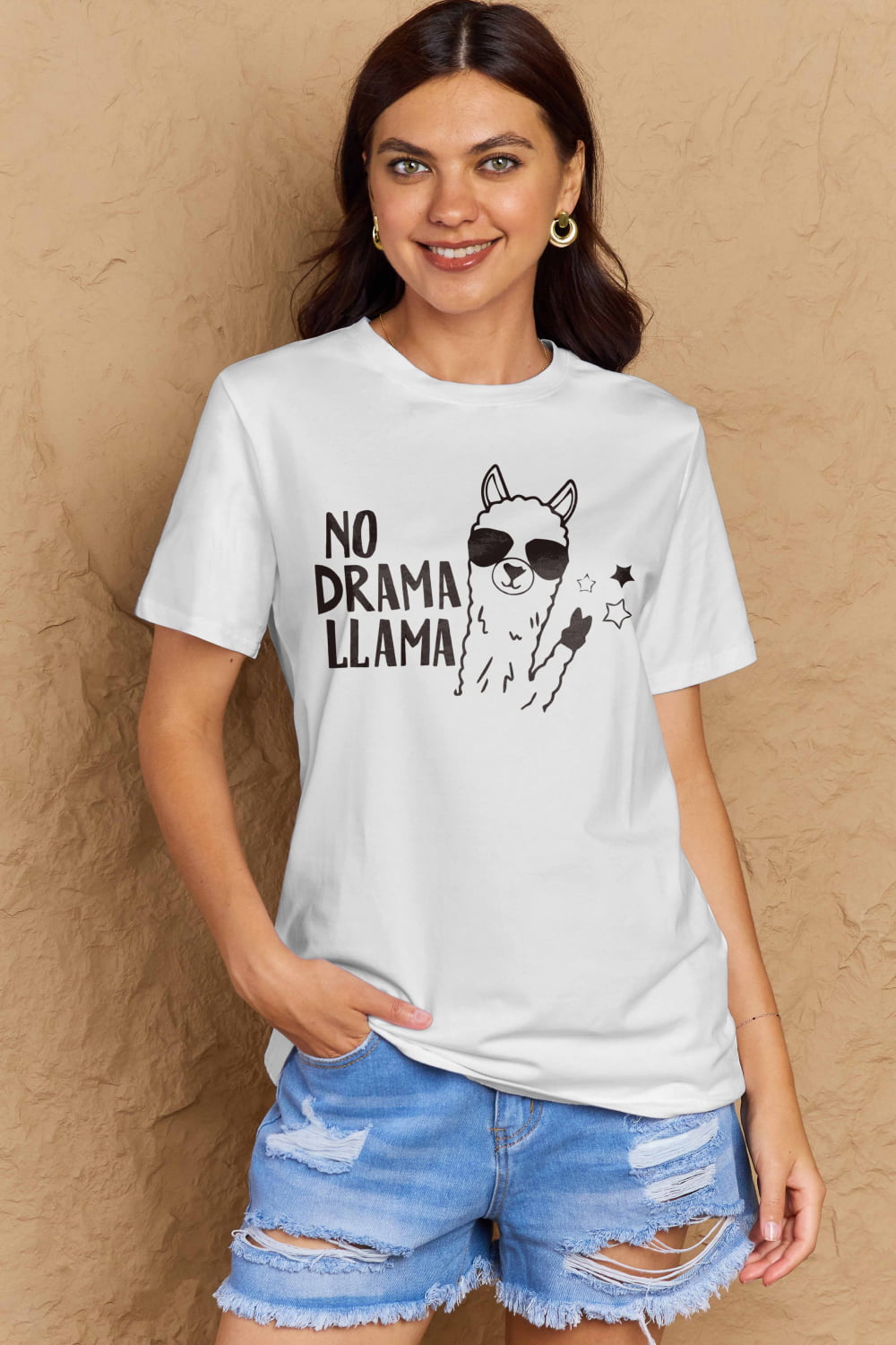 Full Size NO DRAMA LLAMA Graphic Cotton Tee