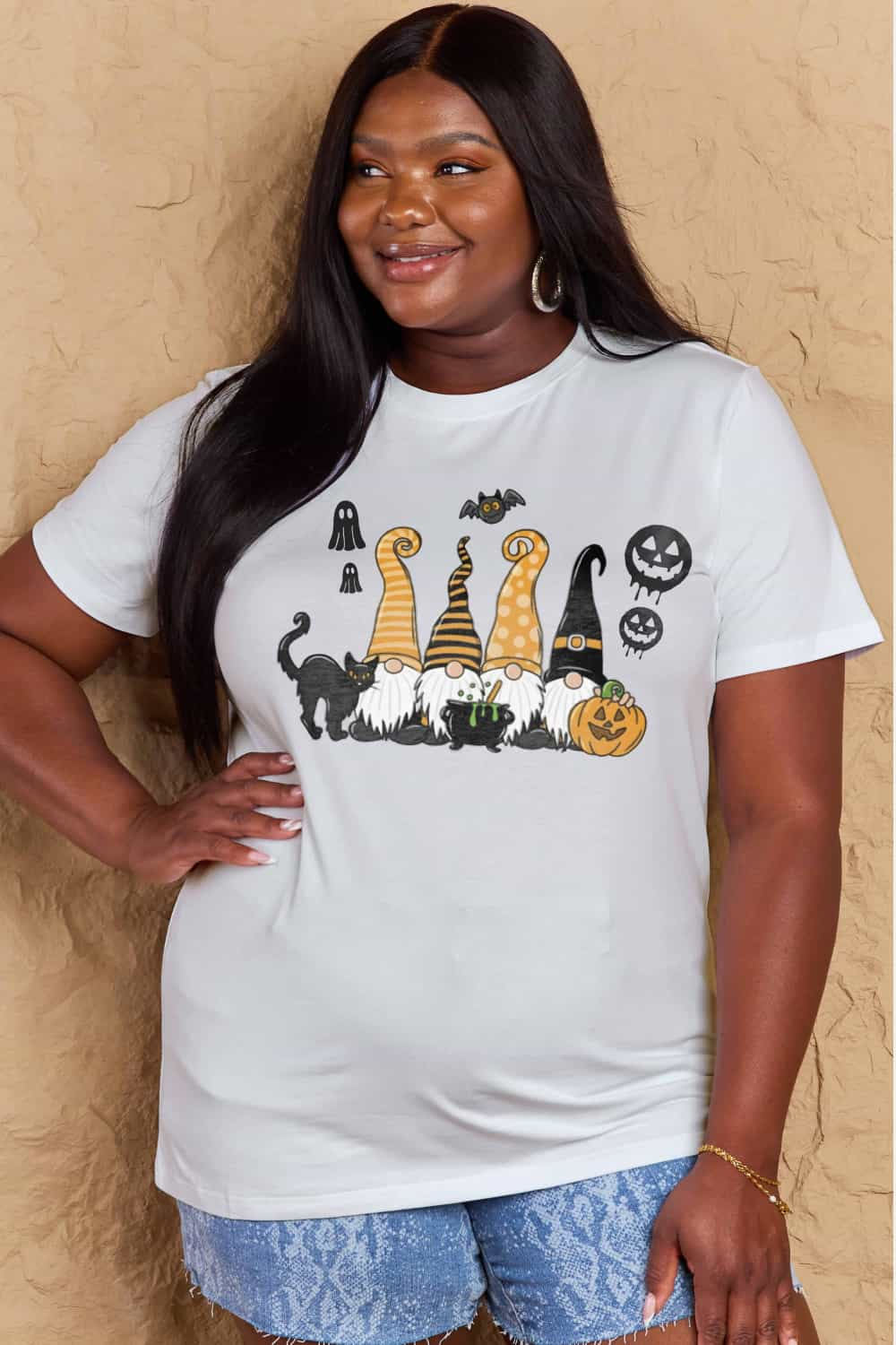 Full Size Halloween Theme Graphic Cotton T-Shirt