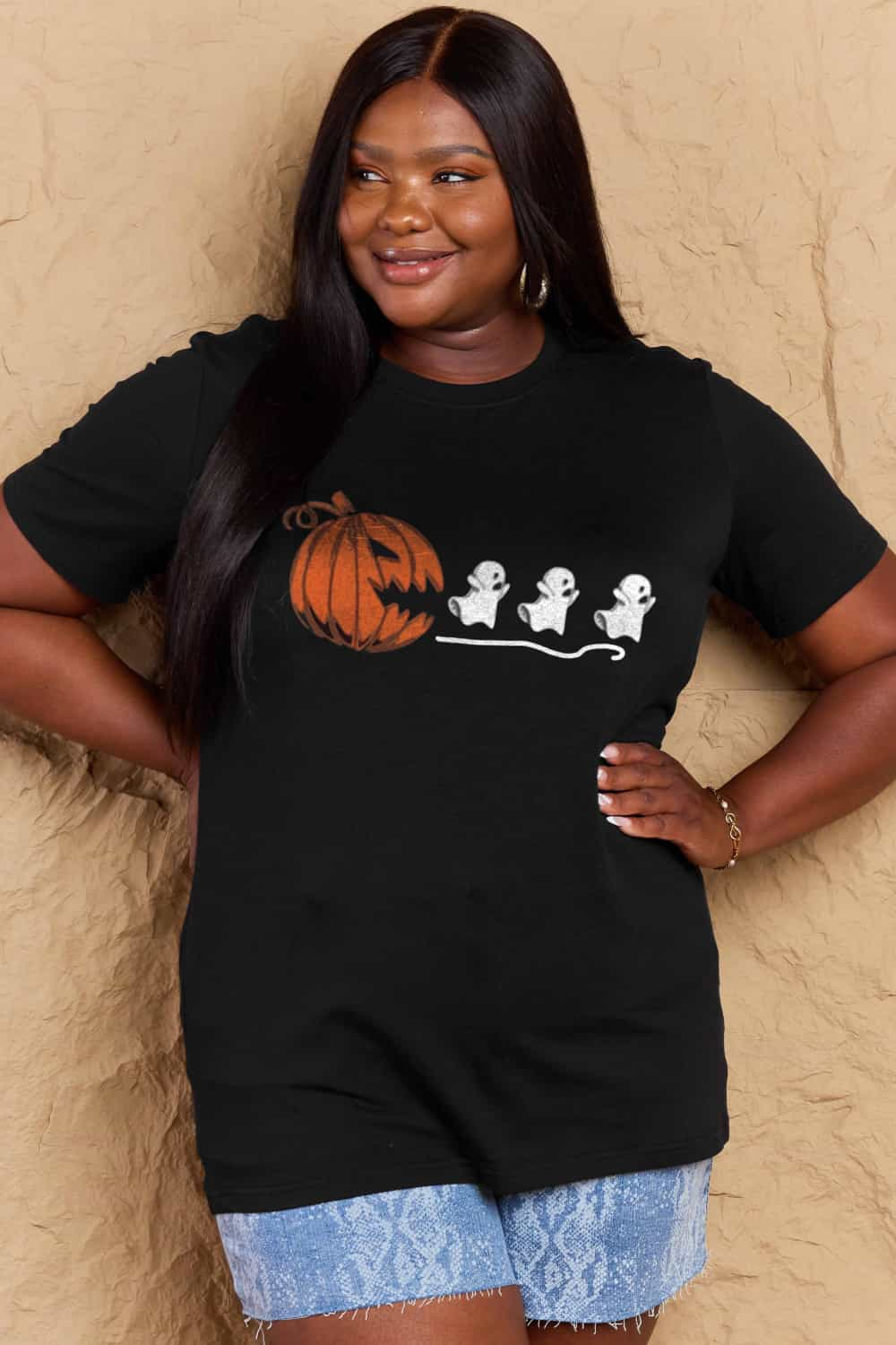 Full Size Jack-O'-Lantern Graphic Cotton T-Shirt