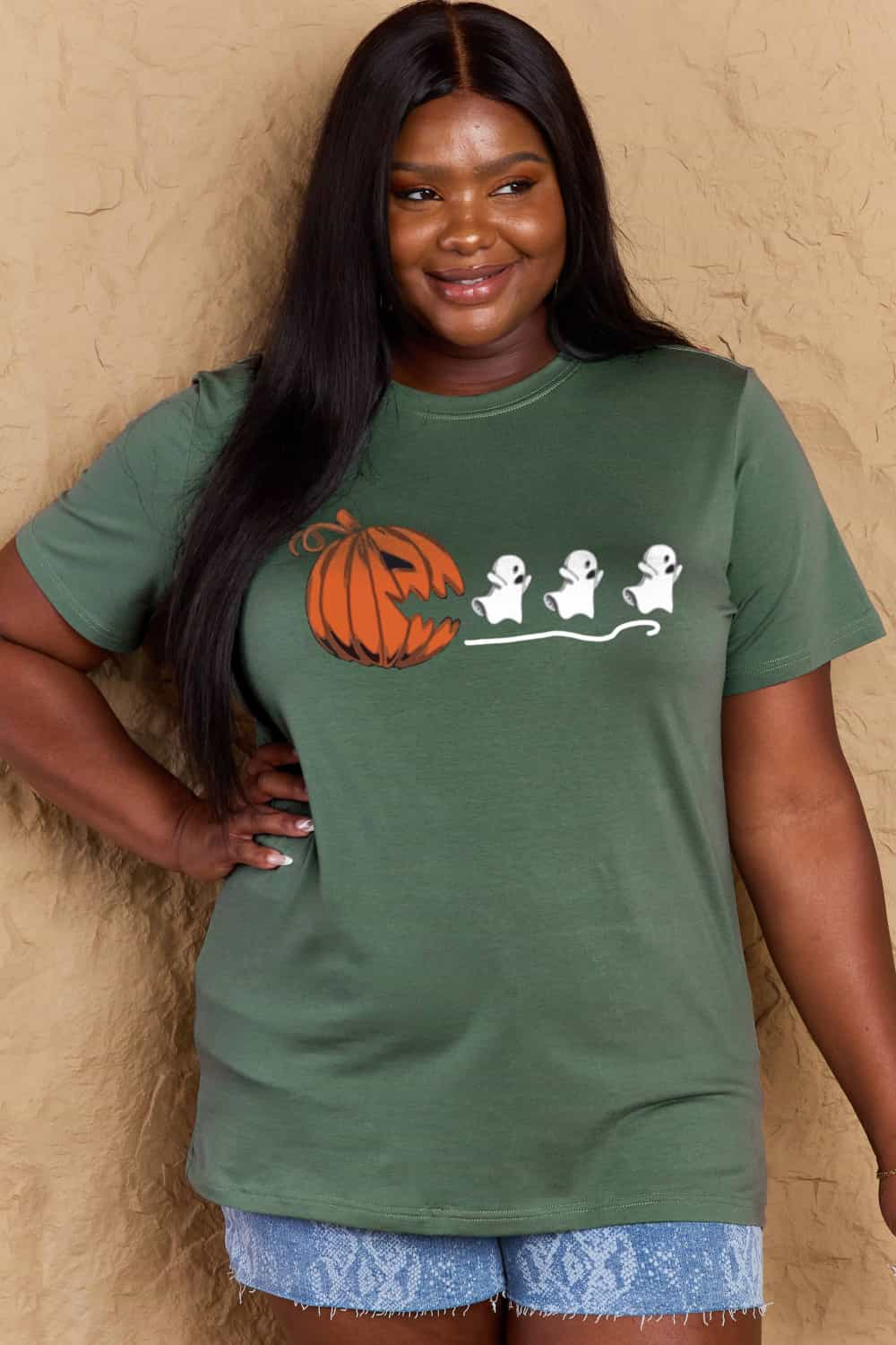 Full Size Jack-O'-Lantern Graphic Cotton T-Shirt