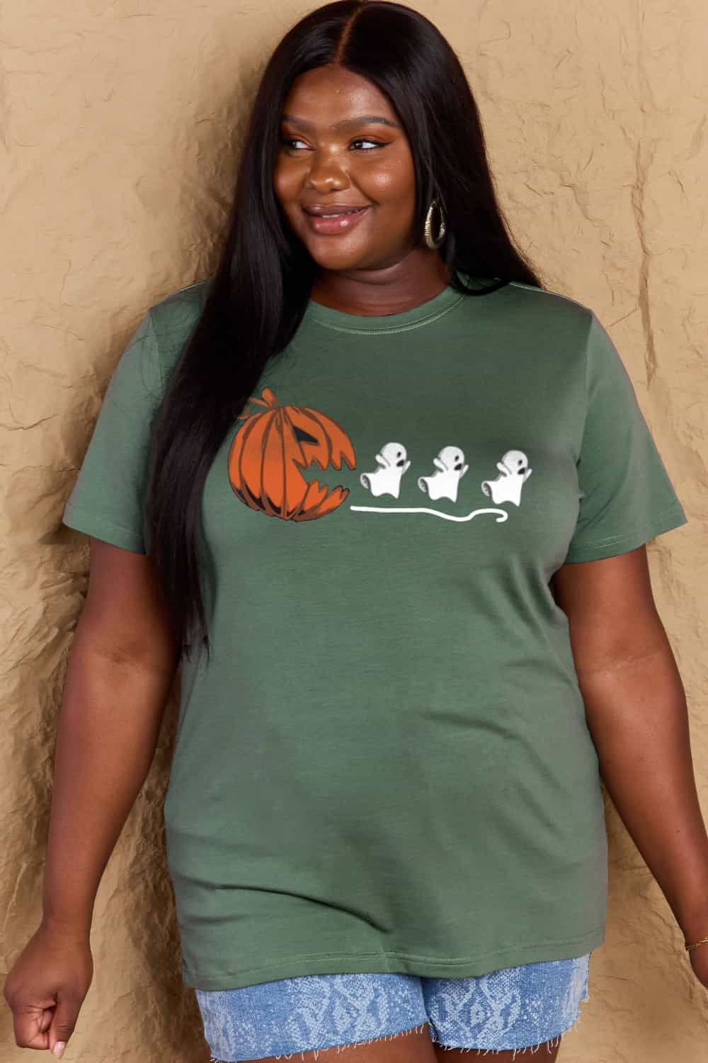 Full Size Jack-O'-Lantern Graphic Cotton T-Shirt