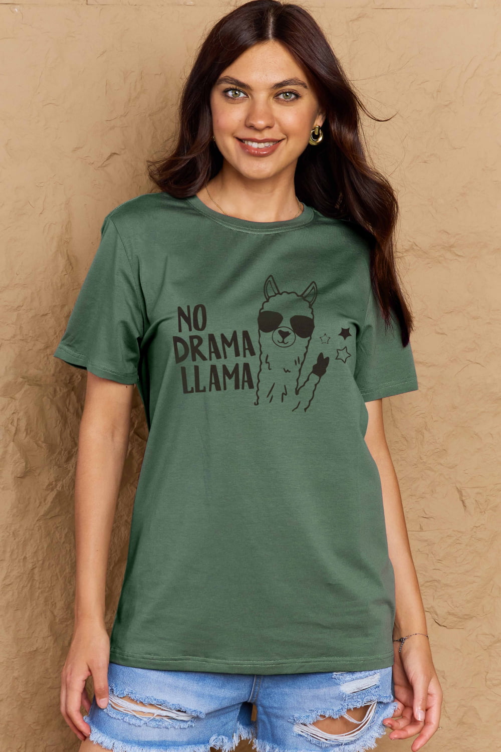 Full Size NO DRAMA LLAMA Graphic Cotton Tee