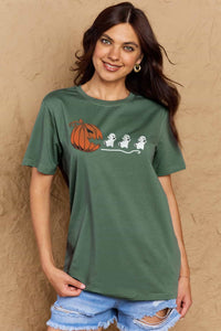 Full Size Jack-O'-Lantern Graphic Cotton T-Shirt