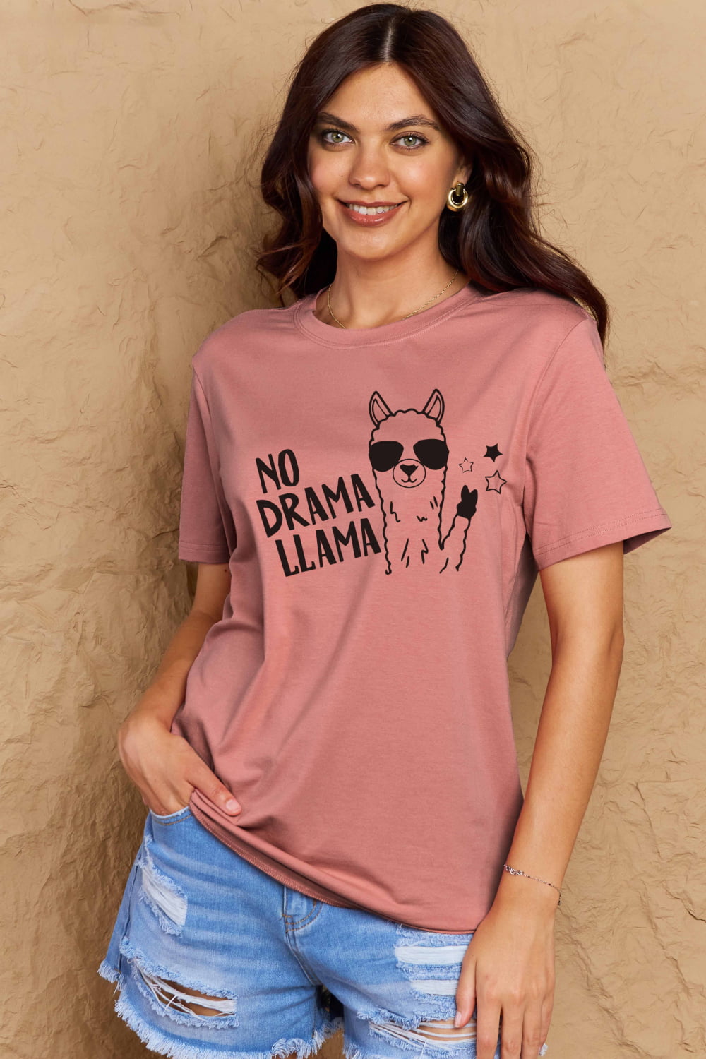 Full Size NO DRAMA LLAMA Graphic Cotton Tee