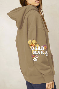 Full Size DEAR MAMA Flower Graphic Hoodie