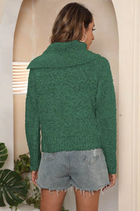 Asymmetrical Neck Long Sleeve Pullover Sweater