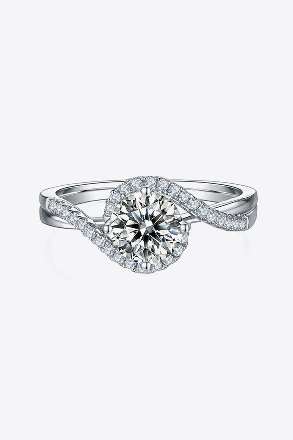 Baeful 1 Carat Moissanite 925 Sterling Silver Crisscross Ring