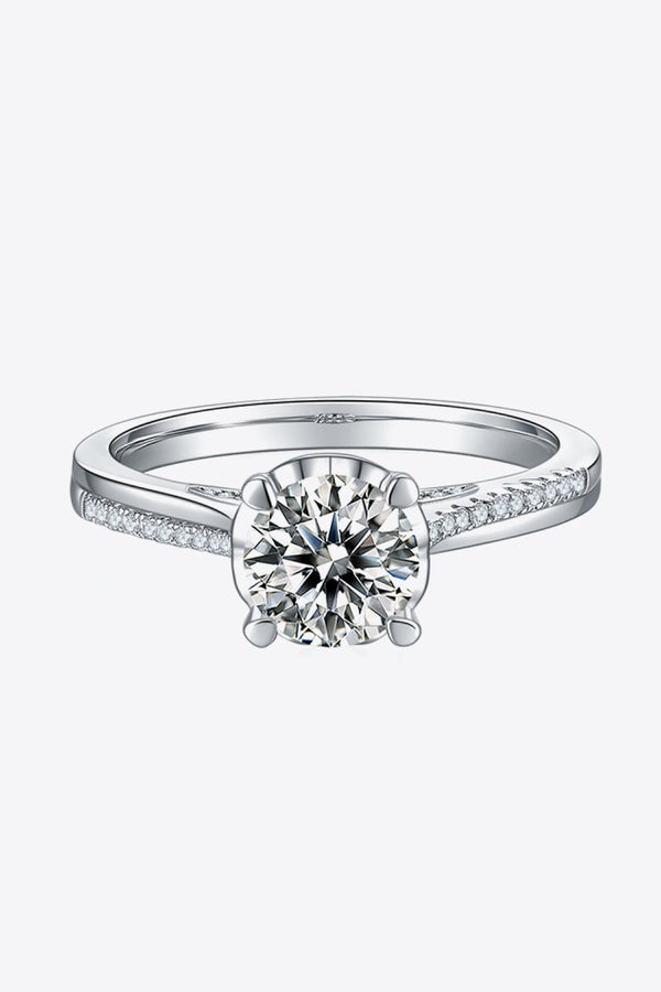 Baeful 1 Carat Moissanite 925 Sterling Silver Side Stone Ring