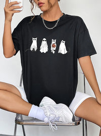 Short Sleeve Round Neck Ghost Graphic T-Shirt