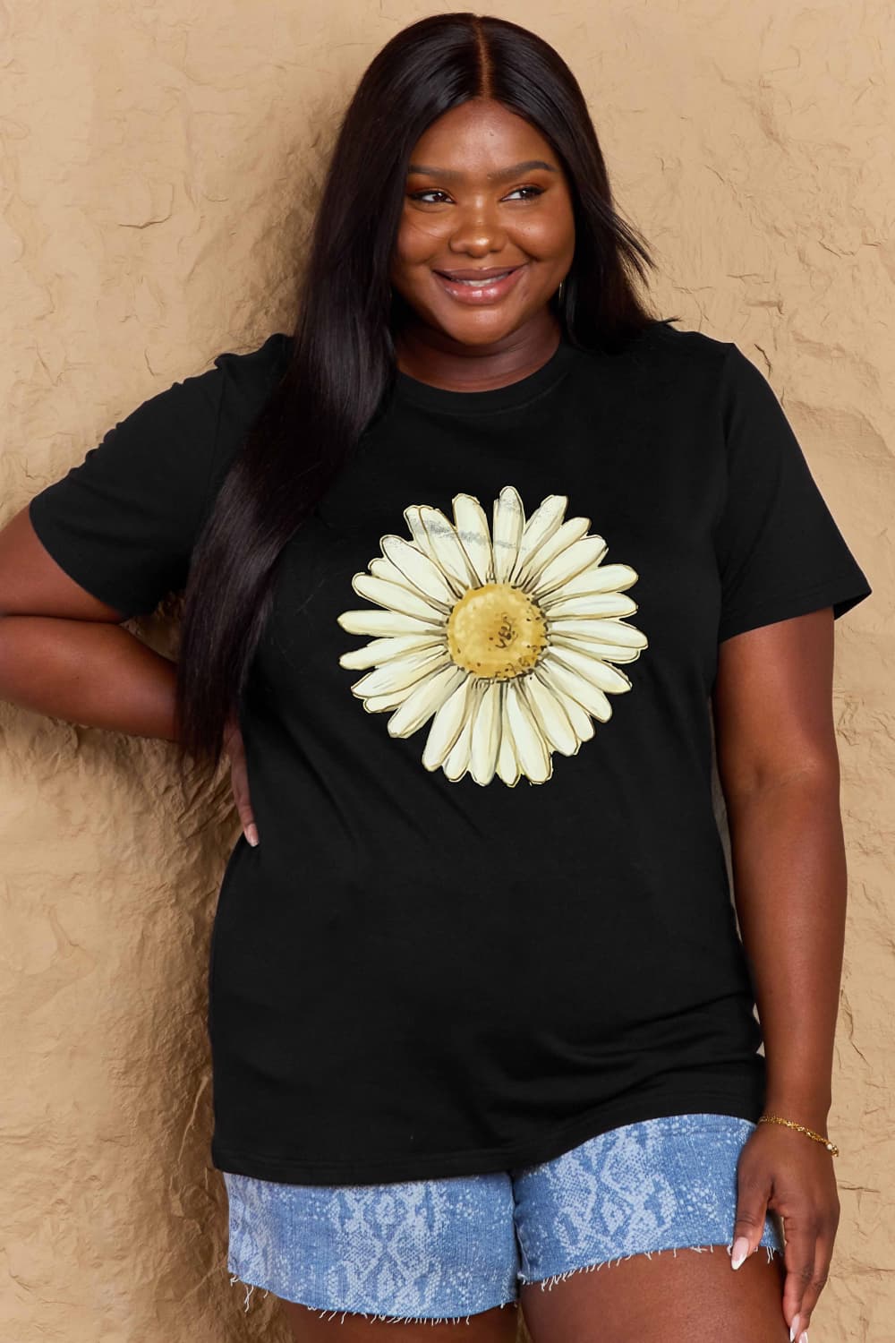 Full Size FLOWER Graphic Cotton Tee