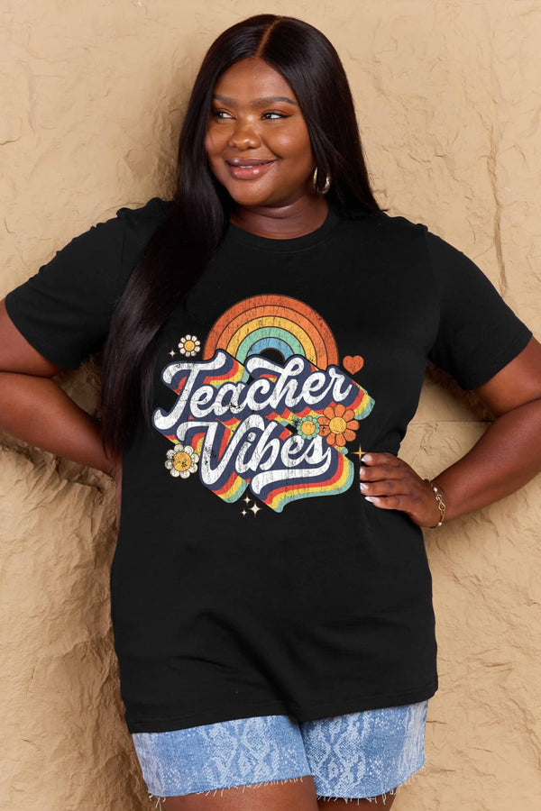 Full Size TEACHER VIBES Graphic Cotton T-Shirt