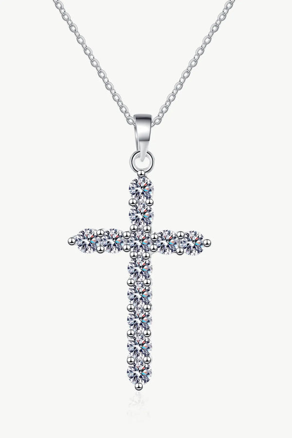 Sterling Silver Moissanite Cross Necklace