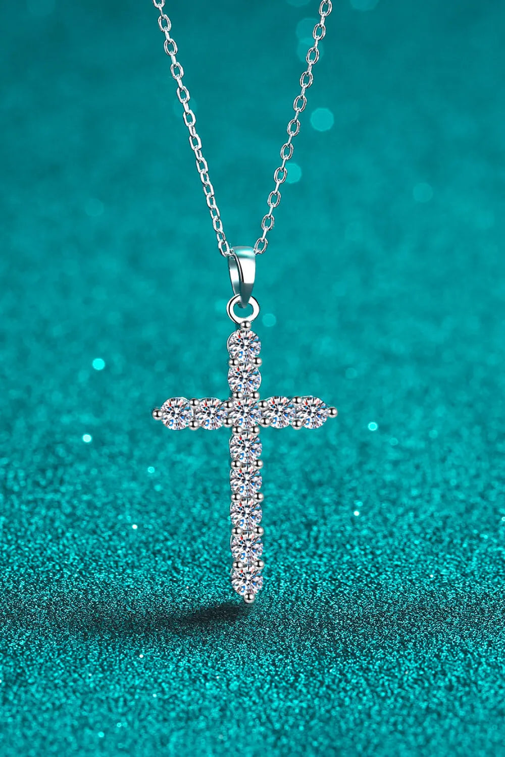 Sterling Silver Moissanite Cross Necklace