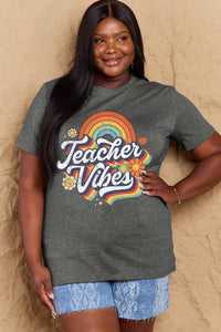 Full Size TEACHER VIBES Graphic Cotton T-Shirt