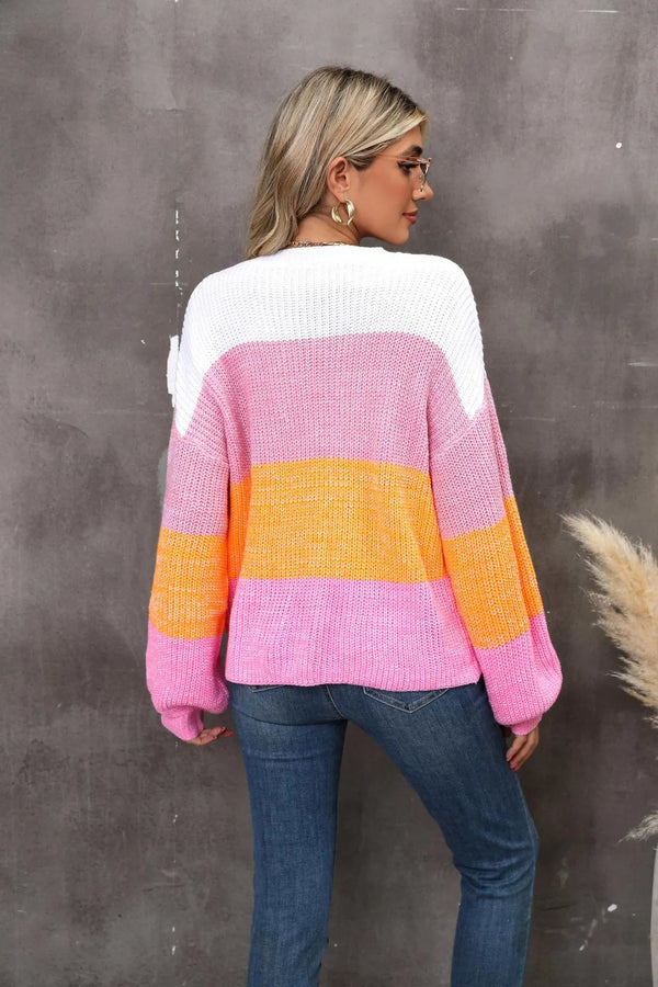 Color Block Dropped Shoulder Sweater
