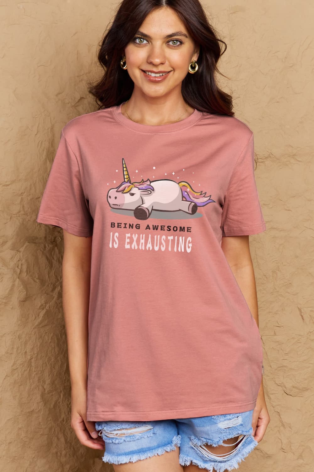 Full Size BEING AWESOME IS EXHAUSTING Graphic Cotton Tee