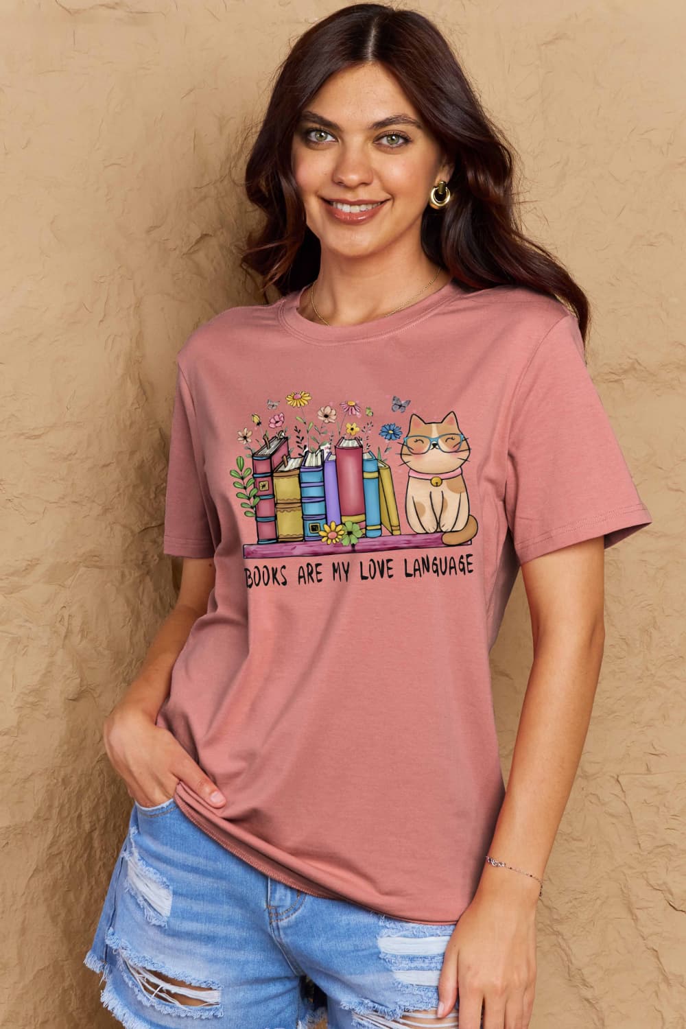 Full Size BOOKS ARE MY LOVE LANGUAGE Graphic Cotton Tee