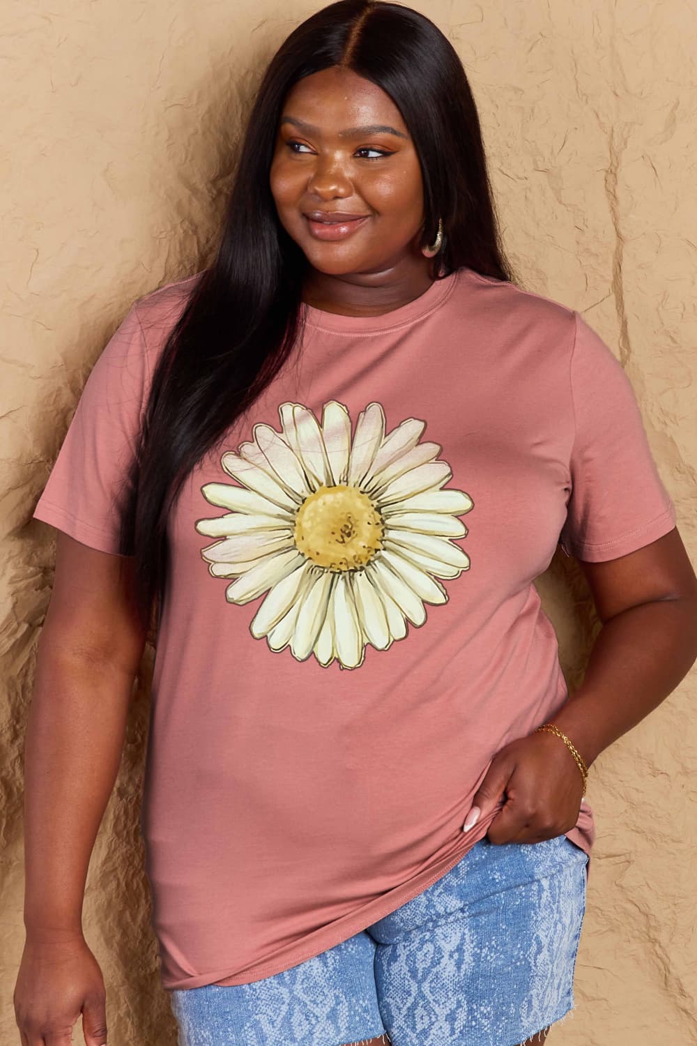 Full Size FLOWER Graphic Cotton Tee