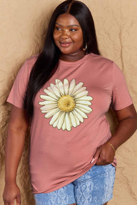 Full Size FLOWER Graphic Cotton Tee