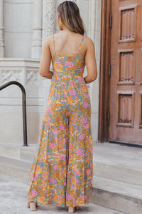 Floral Spaghetti Strap Wide Leg Jumpsuit