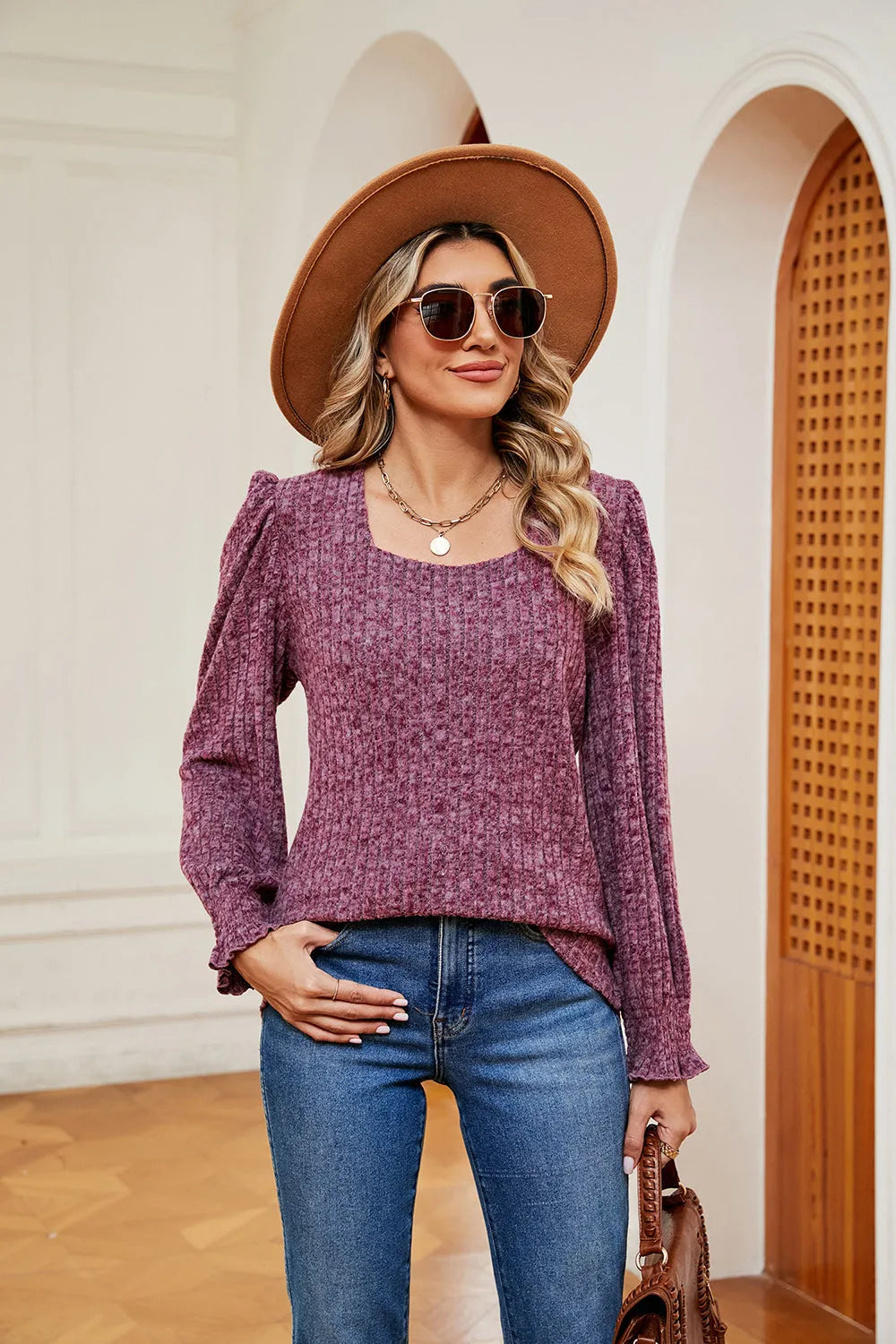 Square Neck Puff Sleeve Top