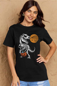 Full Size Dinosaur Skeleton Graphic Cotton T-Shirt