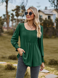 Puff Sleeve Pleated Blouse