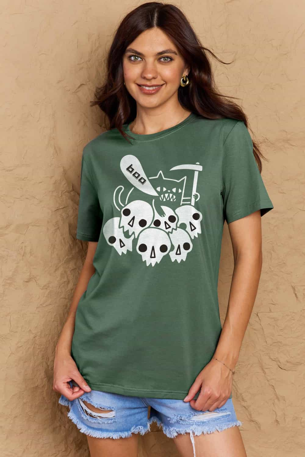 Full Size Graphic BOO Cotton T-Shirt