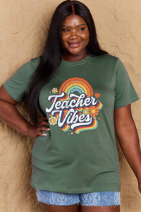 Full Size TEACHER VIBES Graphic Cotton T-Shirt