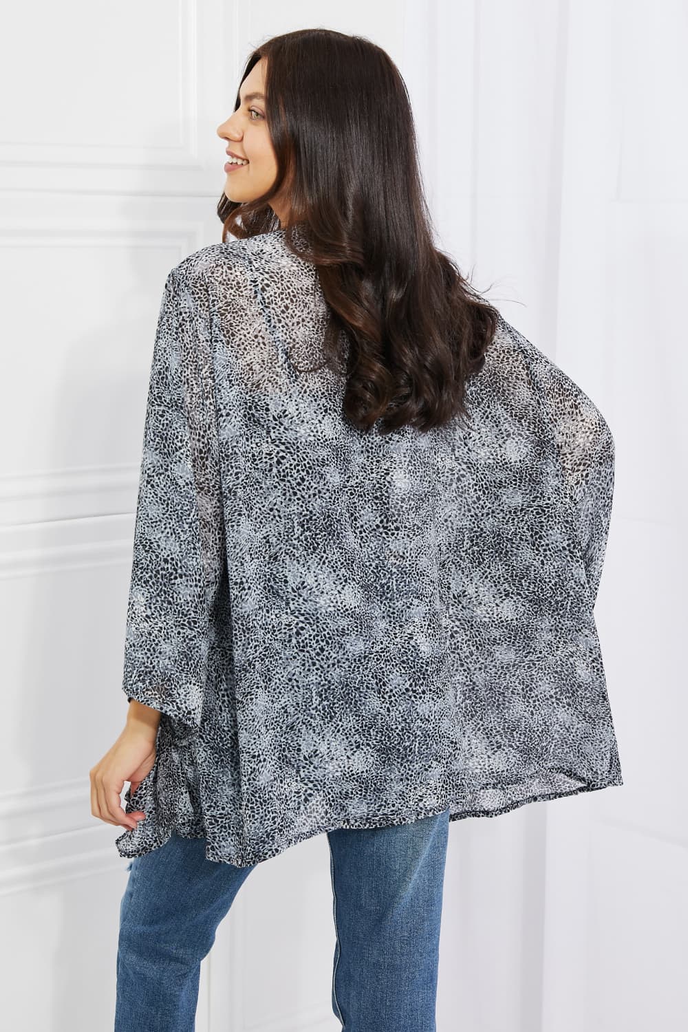 Full Size Snake Print Chiffon Kimono