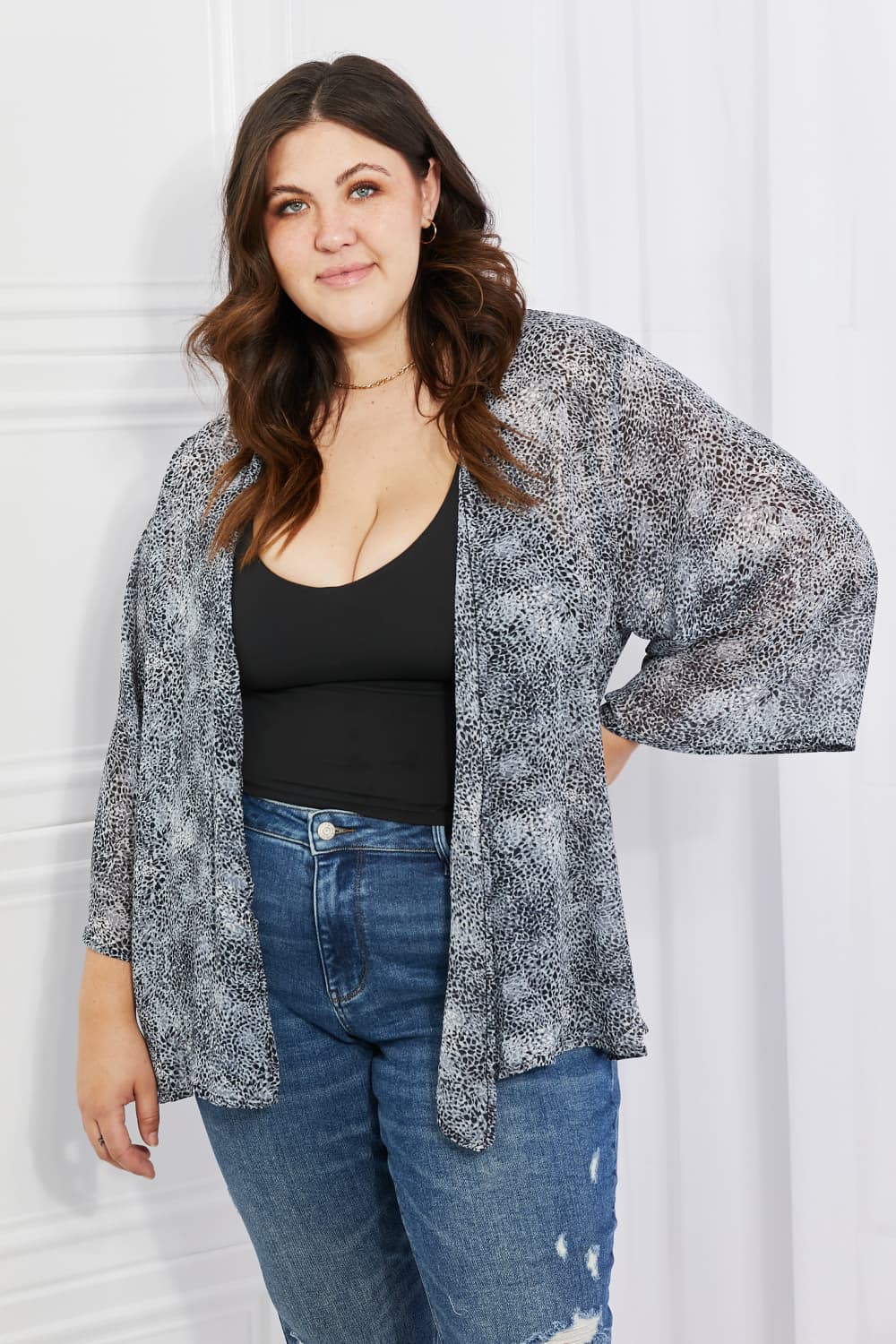 Full Size Snake Print Chiffon Kimono