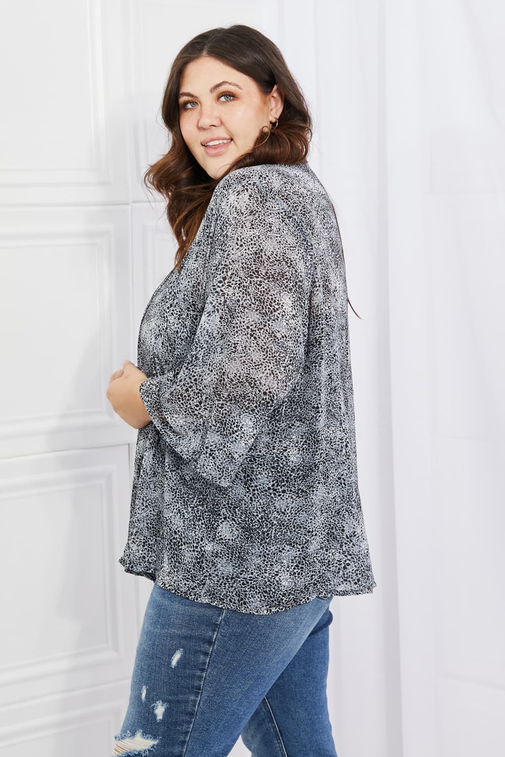 Full Size Snake Print Chiffon Kimono