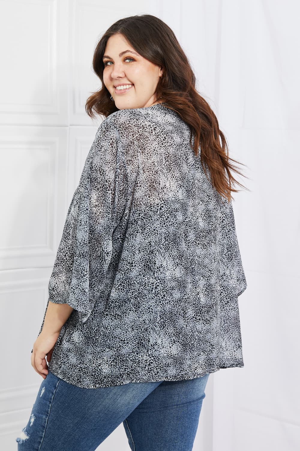 Full Size Snake Print Chiffon Kimono