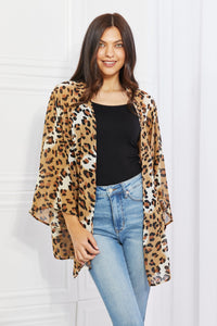 Wild Muse Full Size Animal Print Kimono in Camel