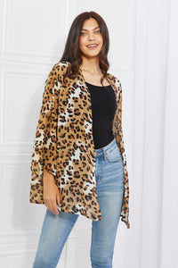 Wild Muse Full Size Animal Print Kimono in Camel