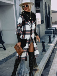 Plaid Button Down Jacket Hooded Coat