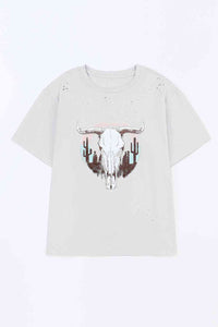 Plus Size Animal Graphic Distressed Tee Shirt