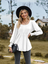 Puff Sleeve Pleated Blouse