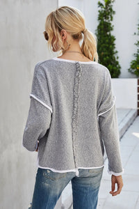 Casual Round Neck Dropped Shoulder Sweater