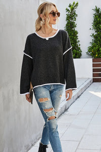 Casual Round Neck Dropped Shoulder Sweater