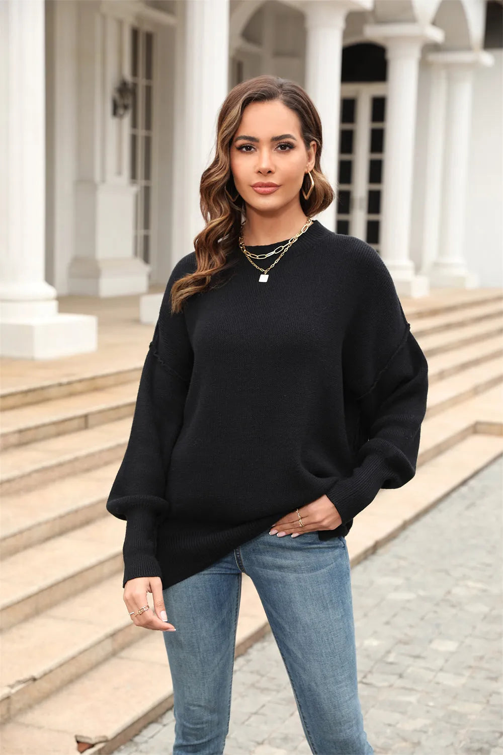 Round Neck Long Sleeve Sweaters