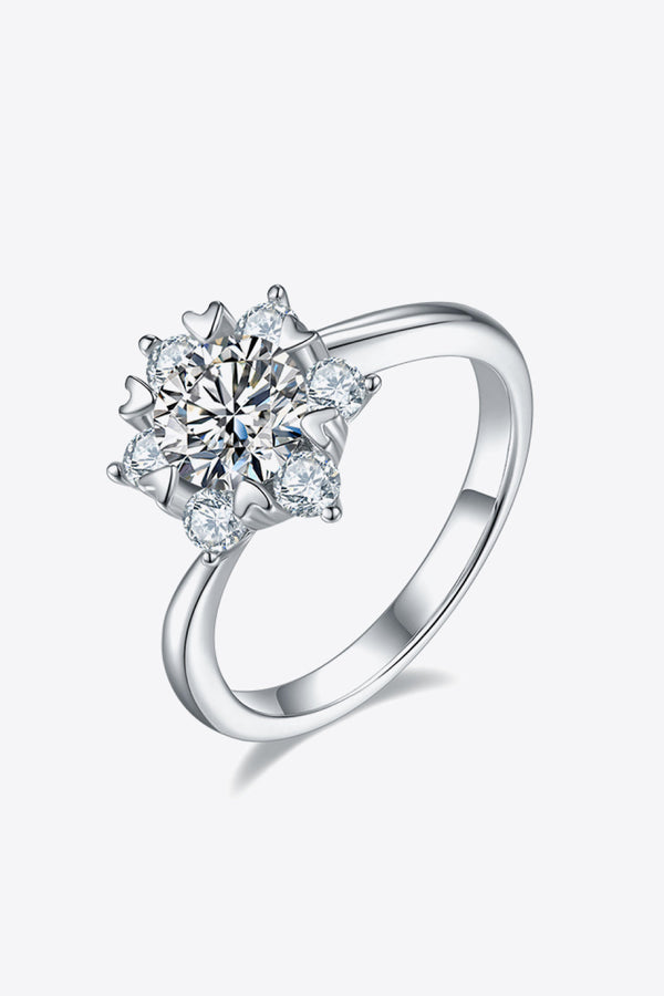 Baeful 1 Carat Moissanite 925 Sterling Silver Cluster Ring