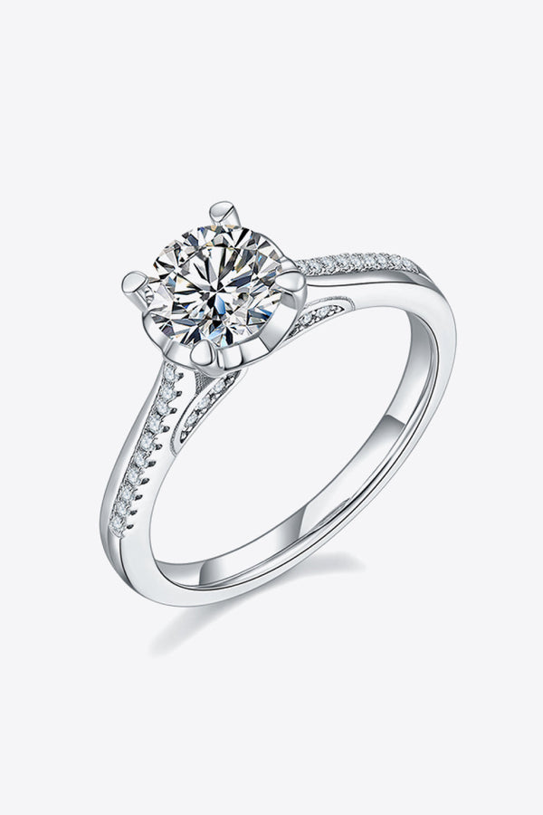 Baeful 1 Carat Moissanite 925 Sterling Silver Side Stone Ring