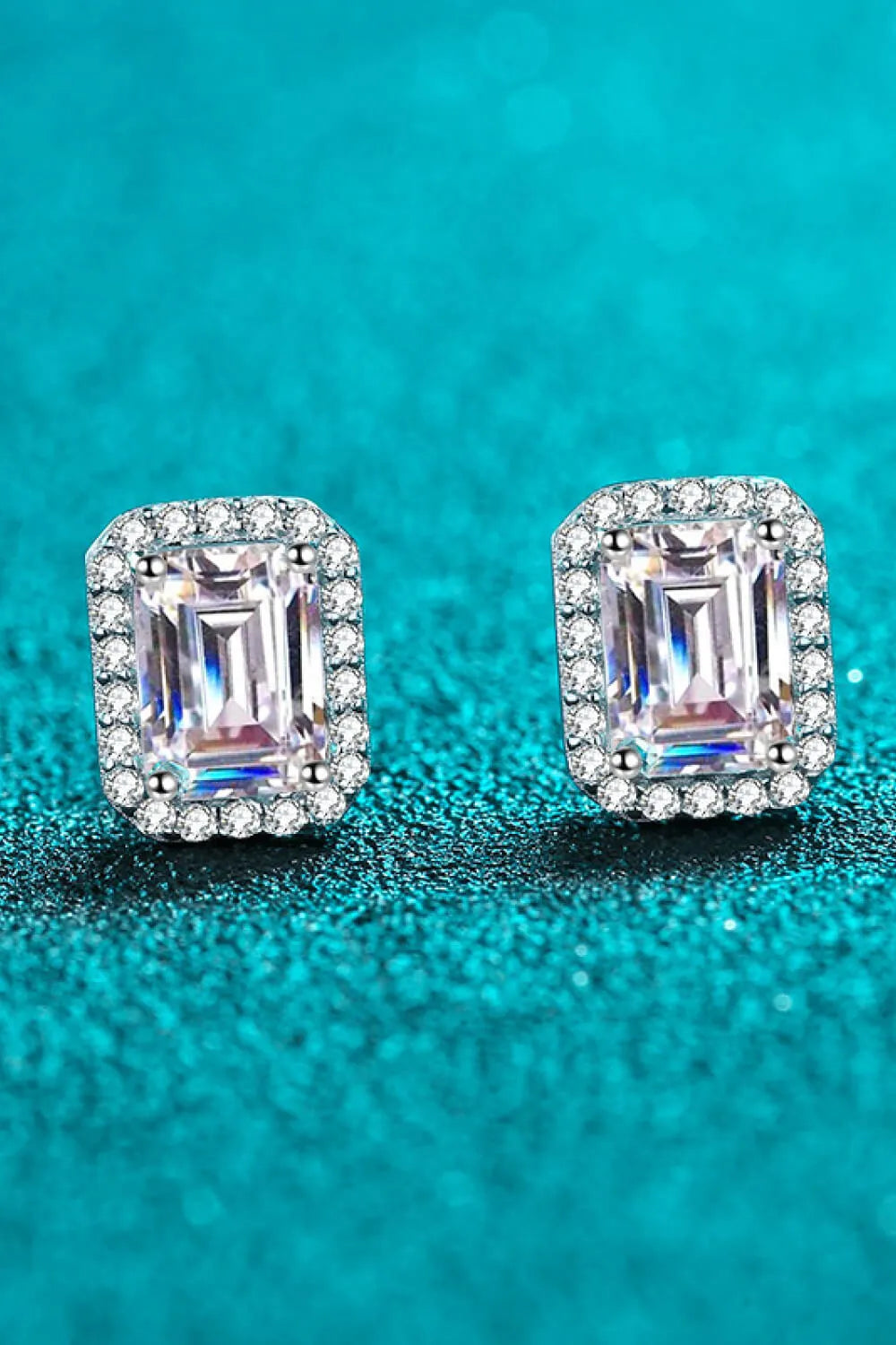 1 Carat Moissanite Square Stud Earrings